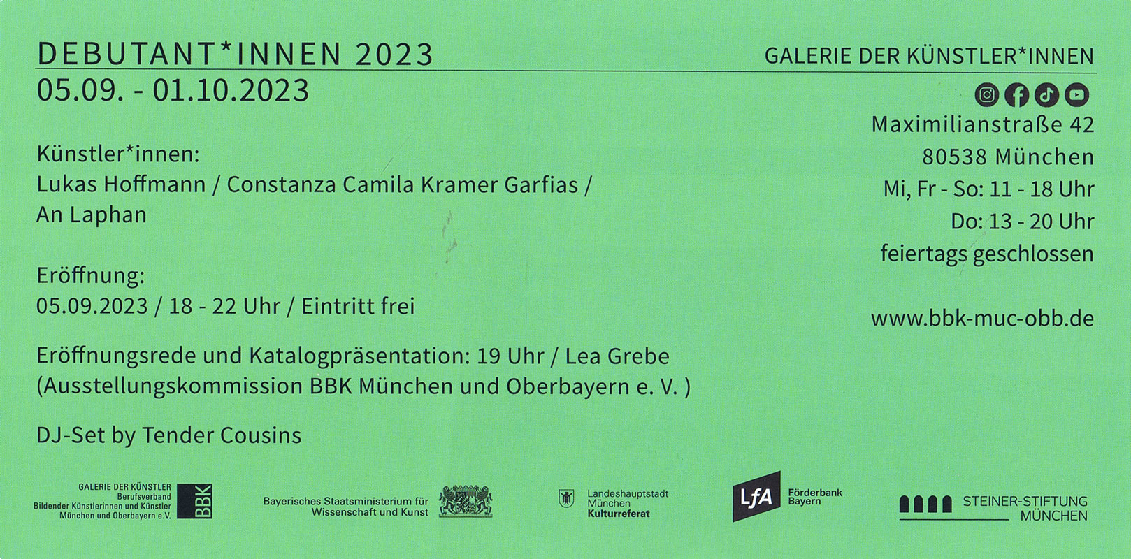 hoffmann-kramer-garfias-laphan-einladung-debutantinnen-2023-bbk-galerie-der-kÃ¼nstlerinnen-vs